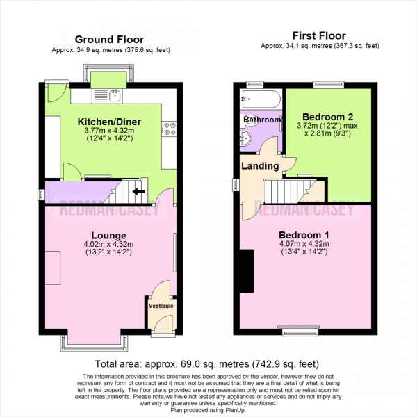 Floor Plan Image for 2 Bedroom Semi-Detached House for Sale in Brentford Avenue, Smithills, Bolton