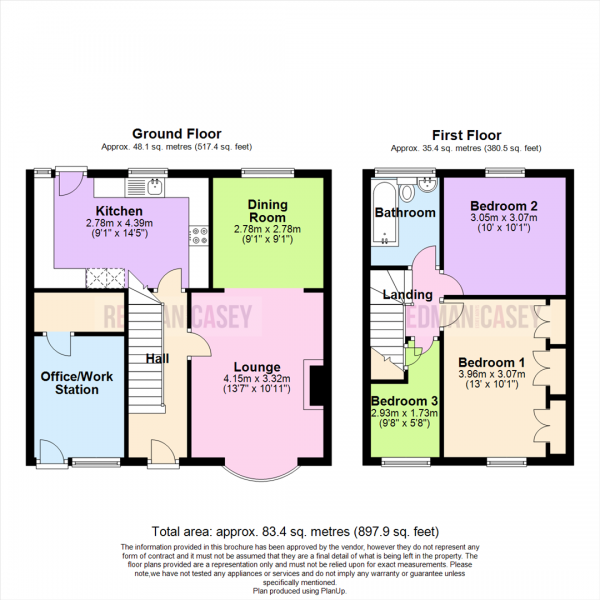 Floor Plan for 3 Bedroom Semi-Detached House for Sale in Fairways, Horwich, Bolton, BL6, 5QA -  &pound200,000
