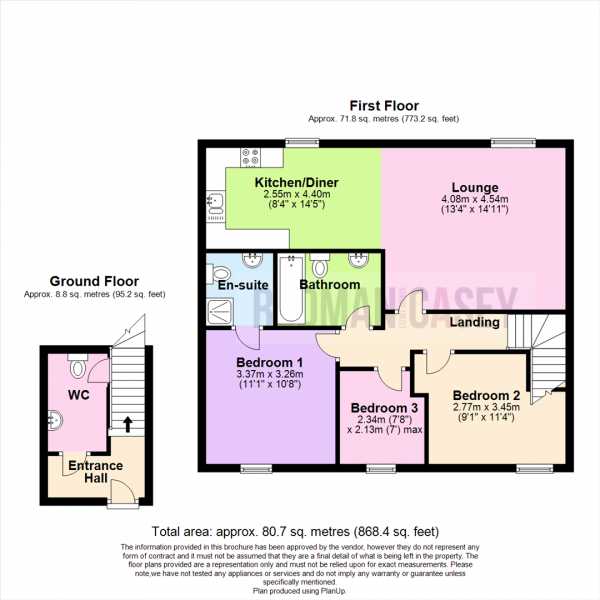 Floor Plan Image for 3 Bedroom Apartment for Sale in Wallsuches, Horwich, Bolton