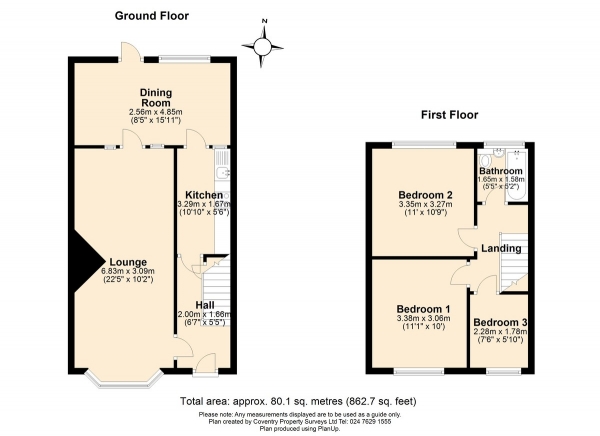 Floor Plan Image for 3 Bedroom Terraced House for Sale in Nunts Park Avenue, Holbrooks, Coventry