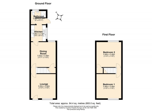 Floor Plan Image for 2 Bedroom Terraced House for Sale in Poplar Road, Earlsdon, Coventry