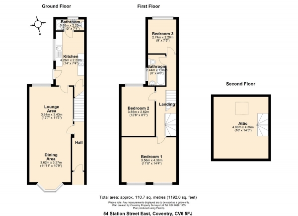 Floor Plan Image for 3 Bedroom Terraced House for Sale in Station Street East, Foleshill, Coventry