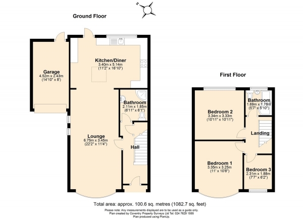 Floor Plan Image for 3 Bedroom Semi-Detached House for Sale in Allesley Old Road, Allesley, Coventry