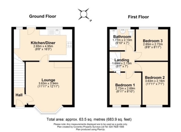 Floor Plan Image for 3 Bedroom Terraced House for Sale in Pridmore Road , Coventry