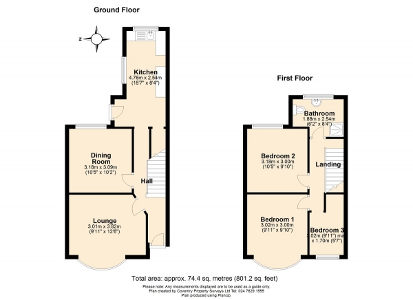 Floor Plan Image for 3 Bedroom End of Terrace House for Sale in Birchfield Road, Coundon, Coventry