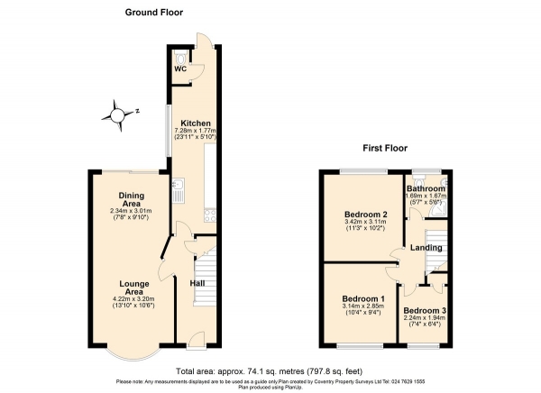 Floor Plan Image for 3 Bedroom End of Terrace House for Sale in Cheveral Avenue, Radford, Coventry