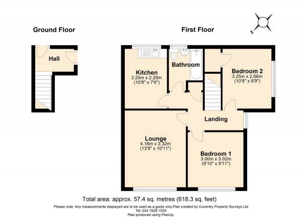 Floor Plan Image for 2 Bedroom Maisonette for Sale in Dulverton Avenue, Chapelfields, Coventry