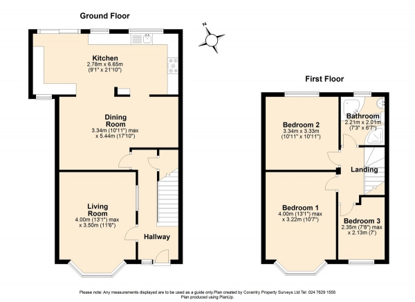 Floor Plan Image for 3 Bedroom Semi-Detached House for Sale in Upper Eastern Green Lane, Eastern Green, Coventry