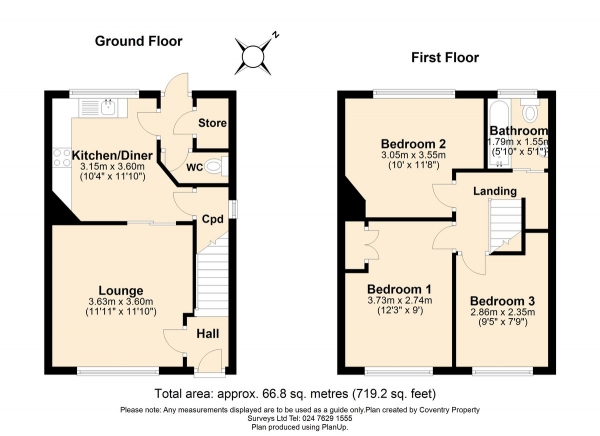 Floor Plan Image for 3 Bedroom Terraced House for Sale in Poole Road, Coundon, Coventry