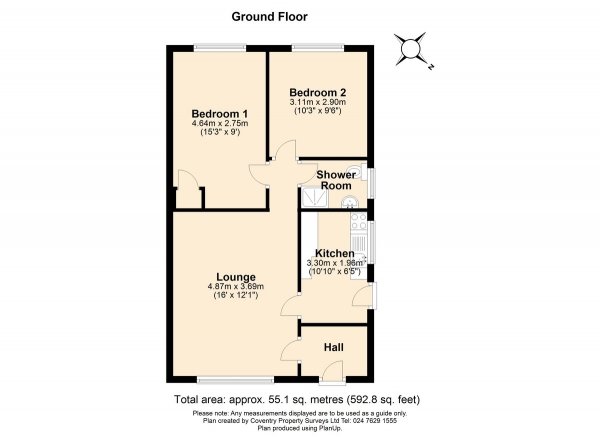 Floor Plan Image for 2 Bedroom Semi-Detached Bungalow for Sale in Torpoint Close, Wyken, Coventry