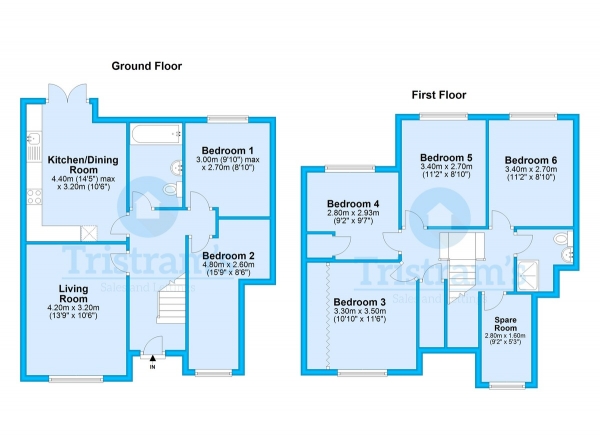 Floor Plan Image for 6 Bedroom House Share to Rent in Woodside Road, Beeston