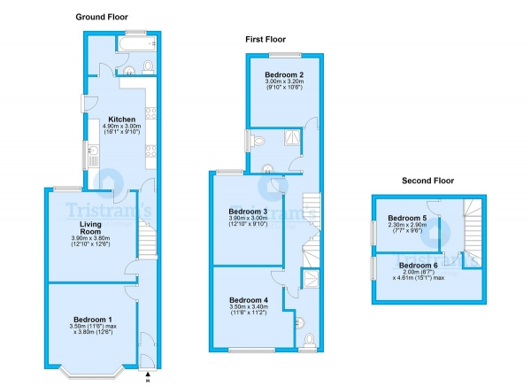 Floor Plan Image for 6 Bedroom Terraced House to Rent in Faraday Road, Lenton