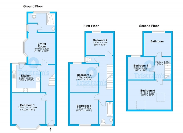 Floor Plan Image for 6 Bedroom End of Terrace House to Rent in Rothesay Avenue, Lenton