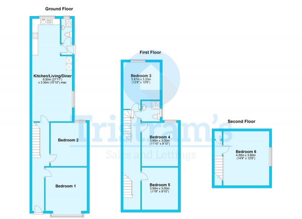 Floor Plan for 6 Bedroom Semi-Detached House to Rent in Greenfield Street, Dunkirk, NG7, 2JN - £720  pw | £3120 pcm