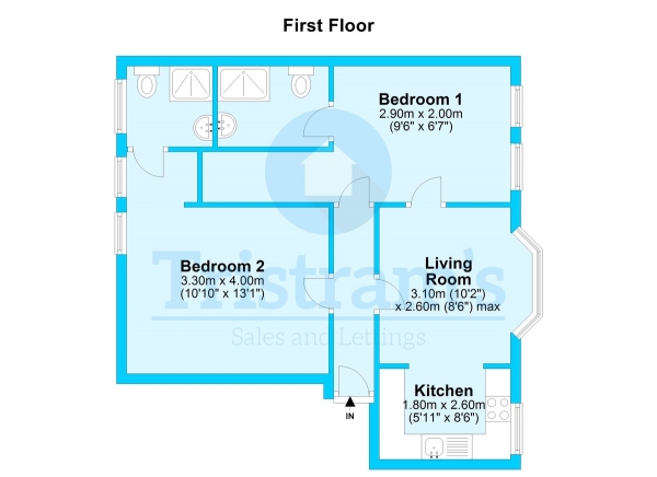 Floor Plan for 2 Bedroom Flat to Rent in Derby Road, Lenton, NG7, 1PR - £340  pw | £1473 pcm