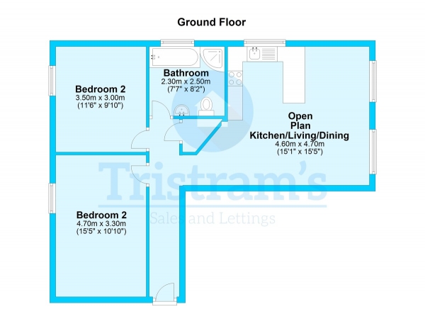 Floor Plan Image for 2 Bedroom Ground Flat to Rent in Raleigh Street, Radford