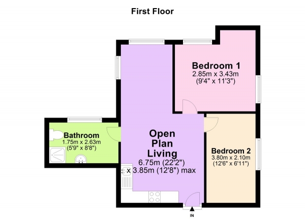 Floor Plan Image for 2 Bedroom Flat for Sale in Katherine House, Alexandra Street, Carrington