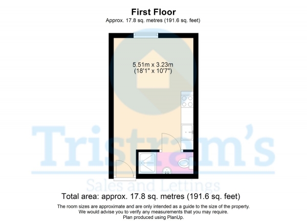 Floor Plan Image for 1 Bedroom Studio to Rent in Birkin Avenue, Radford