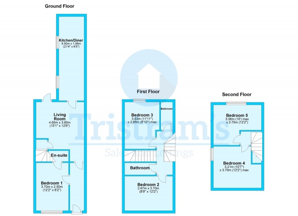 Floor Plan Image for 5 Bedroom End of Terrace House to Rent in City Road, Lenton