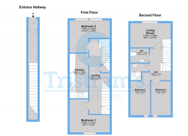 Floor Plan for 4 Bedroom Maisonette to Rent in Goose Gate, City Centre, NG1, 1FF - £520  pw | £2253 pcm