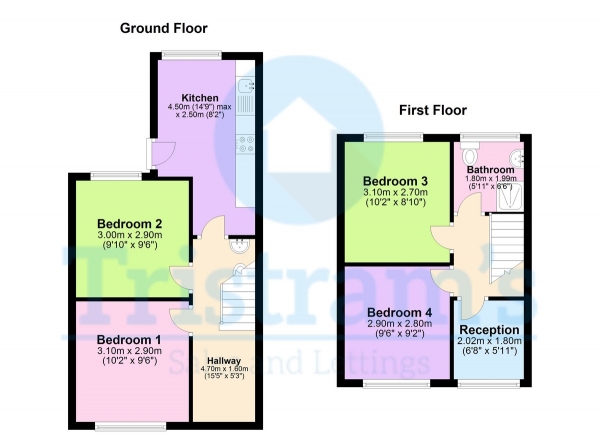 Floor Plan for 4 Bedroom Terraced House to Rent in City Road, Beeston, NG9, 2LQ - £360  pw | £1560 pcm