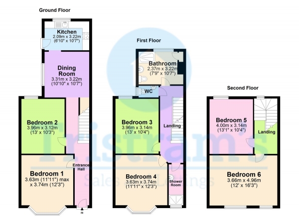 Floor Plan for 6 Bedroom End of Terrace House to Rent in Wilford Grove, The Meadows, NG2, 2DU - £660  pw | £2860 pcm