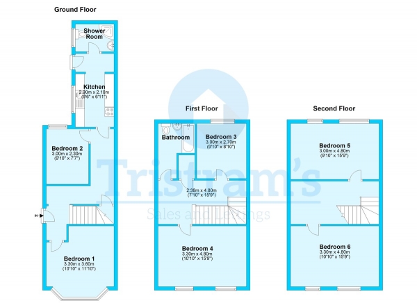 Floor Plan for 6 Bedroom Terraced House to Rent in Fisher Street, Forest Fields, NG7, 6FJ - £540  pw | £2340 pcm