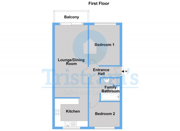 Floor Plan for 2 Bedroom Apartment to Rent in Tonnelier Road, Radford, NG7, 2RW - £250  pw | £1083 pcm