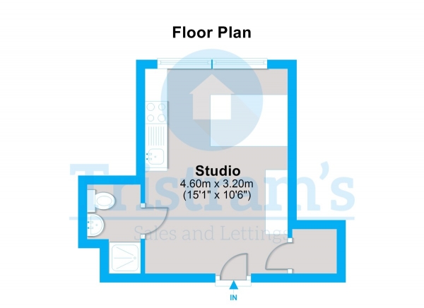 Floor Plan for 1 Bedroom Studio to Rent in Maid Marian House, City Centre, NG1, 6BB - £175  pw | £758 pcm