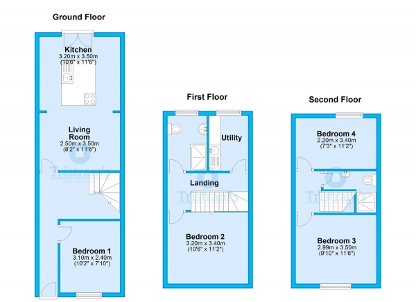 Floor Plan for 4 Bedroom Semi-Detached House to Rent in Bulwer Road, Radford, NG7, 3HL - £500  pw | £2167 pcm