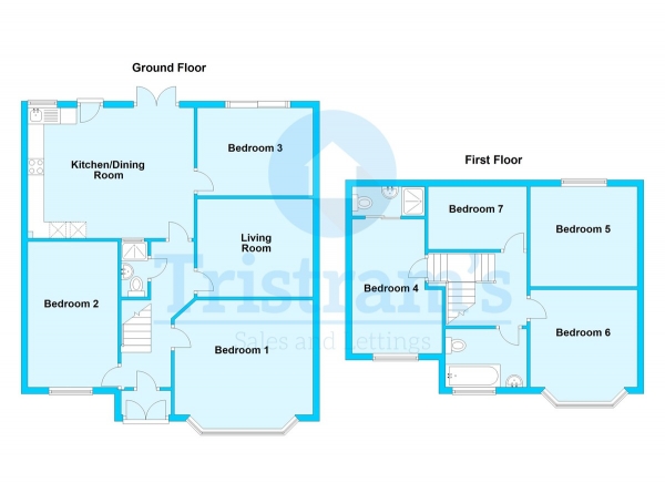 Floor Plan Image for 6 Bedroom Semi-Detached House to Rent in Abbey Road, Beeston