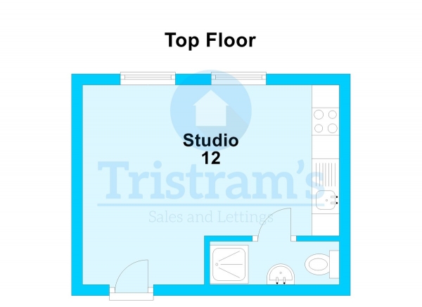 Floor Plan for 1 Bedroom Studio to Rent in Studio 12, Millstream Court, NG7, 4AJ - £150  pw | £650 pcm