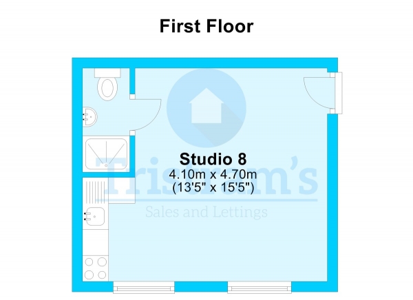 Floor Plan for 1 Bedroom Studio to Rent in Bulwer Road, Lenton, NG7, 3HL - £160  pw | £693 pcm