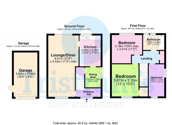 Floor Plan Image for 3 Bedroom End of Terrace House for Sale in Summerwood Lane, Clifton