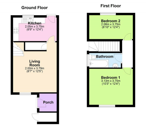 Floor Plan Image for 2 Bedroom Semi-Detached House to Rent in Bedarra Grove, Nottingham