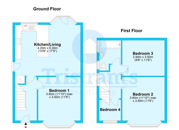 Floor Plan Image for 4 Bedroom Semi-Detached House to Rent in Queens Road East, Beeston