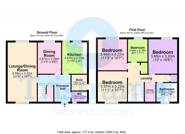 Floor Plan for 4 Bedroom End of Terrace House for Sale in Brockenhurst Gardens, Nottingham, NG3, 2HT - From &pound200,000