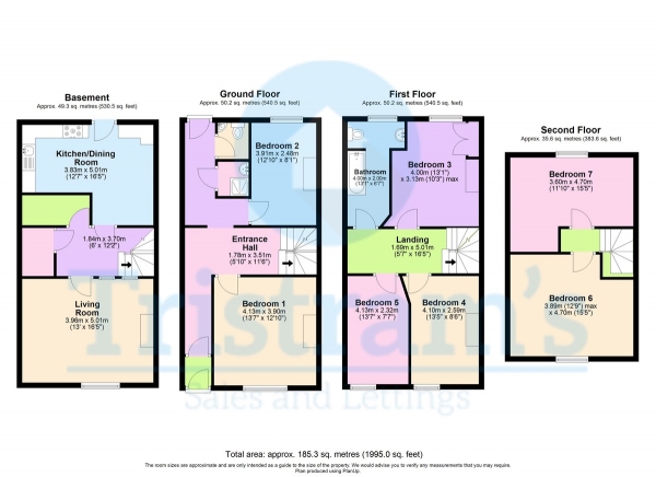 Floor Plan for 5 Bedroom Terraced House to Rent in Burns Street, Arboretum, NG7, 4DT - £575  pw | £2492 pcm