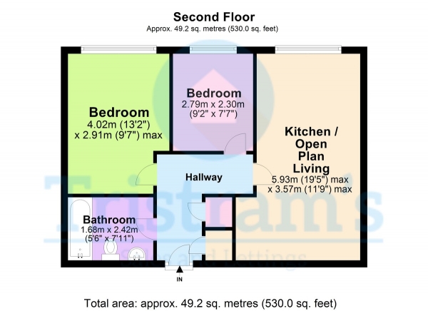 Floor Plan for 2 Bedroom Apartment to Rent in Linen House, Radford, NG7, 3BB - £231  pw | £1001 pcm