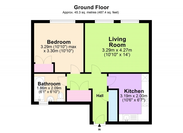 Floor Plan Image for 1 Bedroom Apartment to Rent in Regent Mews, Wollaton Street