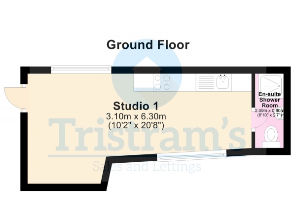 Floor Plan for 1 Bedroom Studio to Rent in Norwood Road, Radford, NG7, 3DJ - £130  pw | £563 pcm