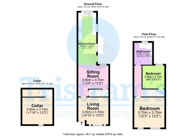 Floor Plan Image for 2 Bedroom End of Terrace House for Sale in Albany Road, Nottingham