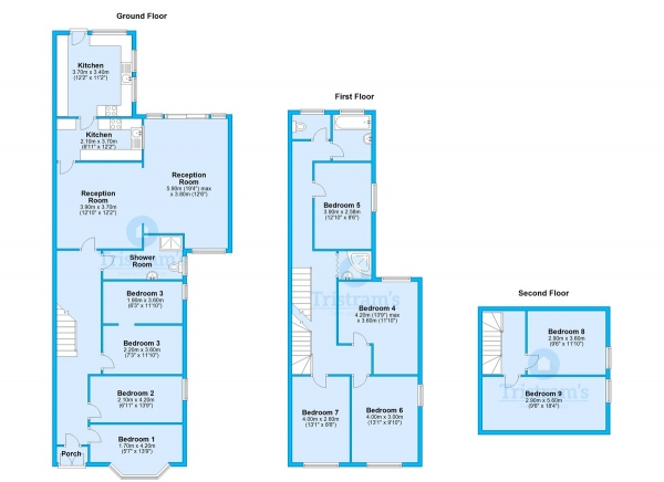 Floor Plan for 1 Bedroom House Share to Rent in Room 6, George Road, West Bridgford, NG2, 7PU - £110  pw | £477 pcm