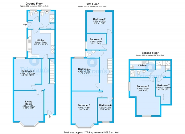 Floor Plan for 1 Bedroom House Share to Rent in Room 1, Hound Road, West Bridgford, NG2, 6AH - £100  pw | £433 pcm