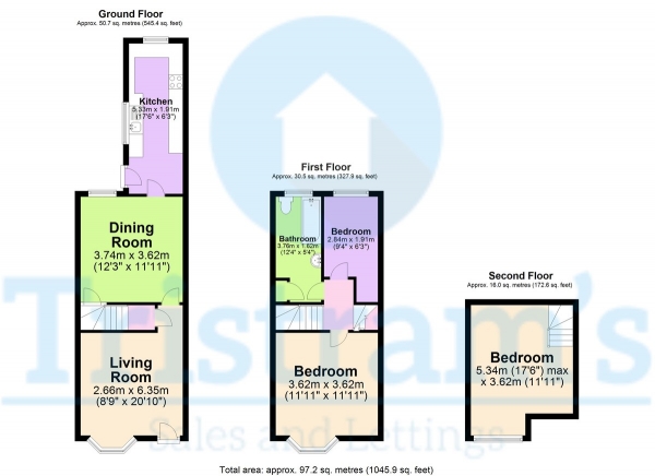 Floor Plan Image for 3 Bedroom Terraced House for Sale in Rutland Street, Ilkeston