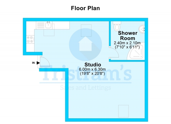 Floor Plan for 1 Bedroom Studio to Rent in Bramcote Avenue, Beeston, NG9, 4DT - £127 pw | £550 pcm