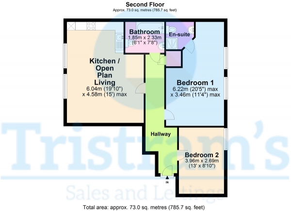 Floor Plan Image for 2 Bedroom Apartment to Rent in Bloomsbury Court, City Centre