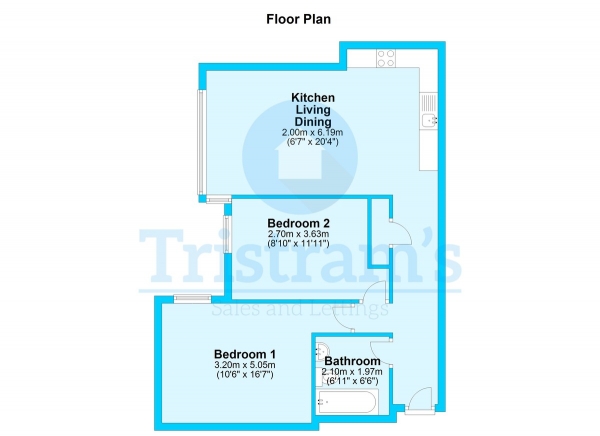 Floor Plan Image for 2 Bedroom Flat to Rent in Raleigh Square, Nottingham