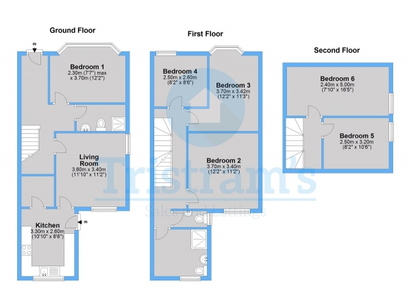 Floor Plan for 6 Bedroom Terraced House to Rent in Lenton Boulevard, Lenton, NG7, 2ET - £540  pw | £2340 pcm