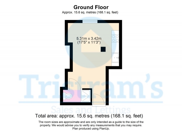 Floor Plan for 1 Bedroom Studio to Rent in Birkin Avenue, Radford, NG7, 5AR - £140  pw | £607 pcm